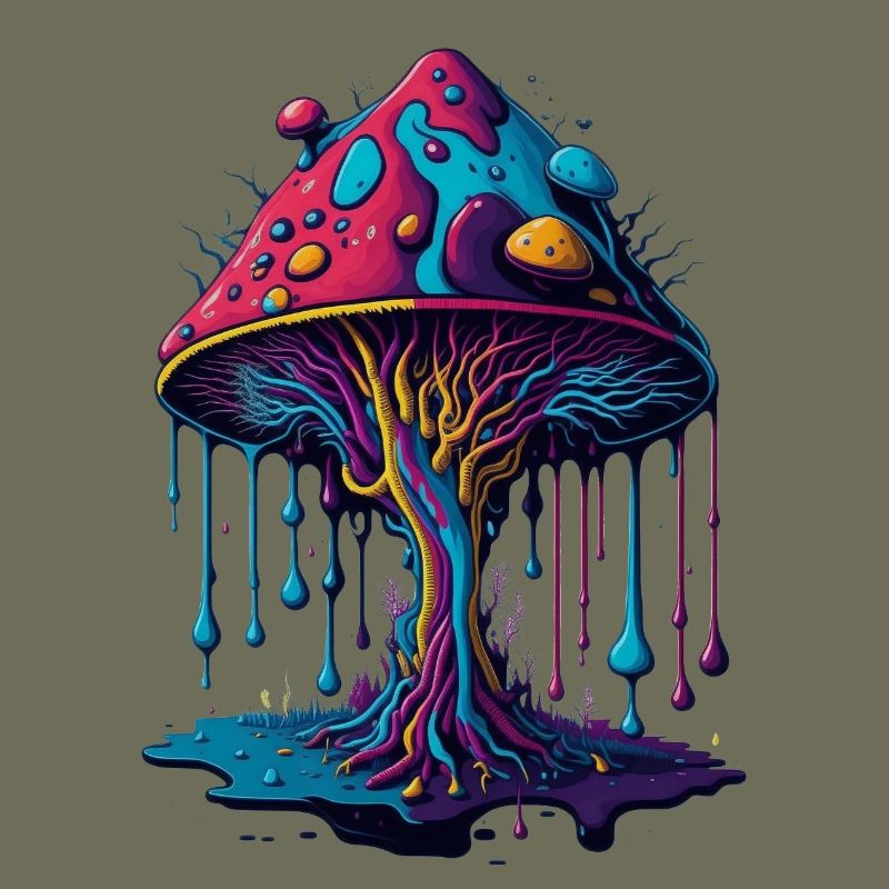 Psychedelic Glow Mushroom Forest