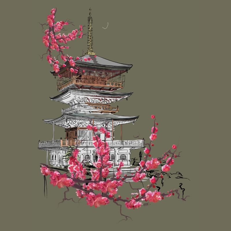 Pagode und Sakura