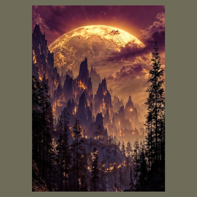 Fiery Summit at Dusk
