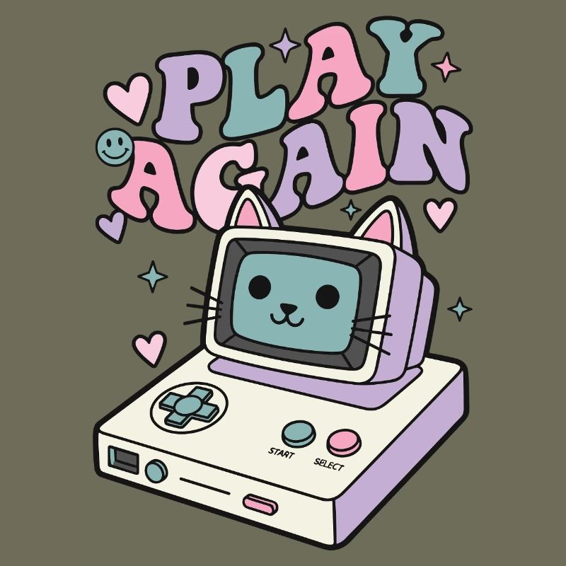 Play Again Katze Retro