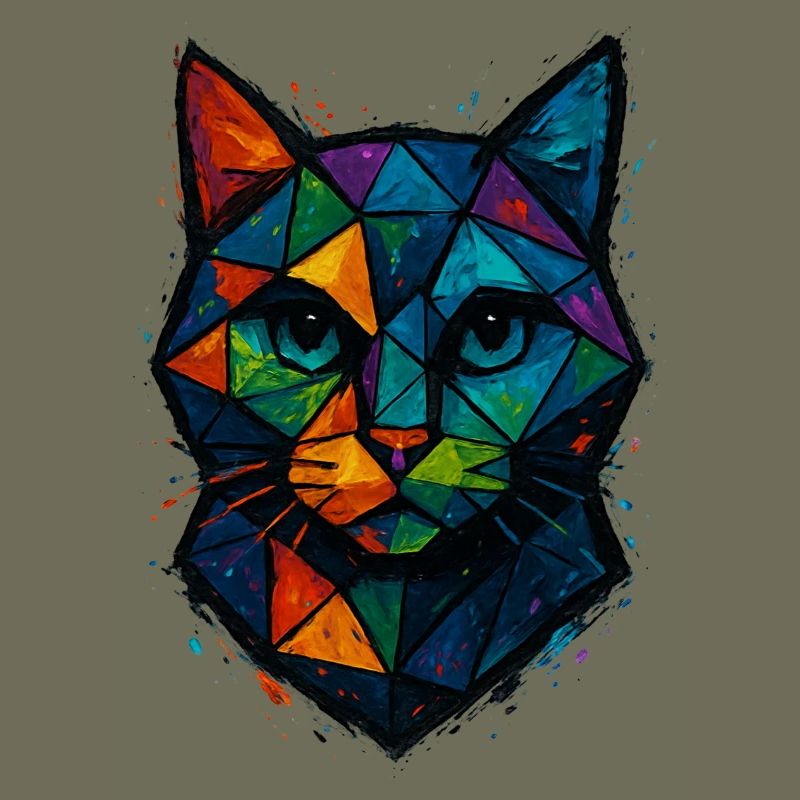 Cat Low Poly – geometrisches Mesh-Polygon-Kunstdesign