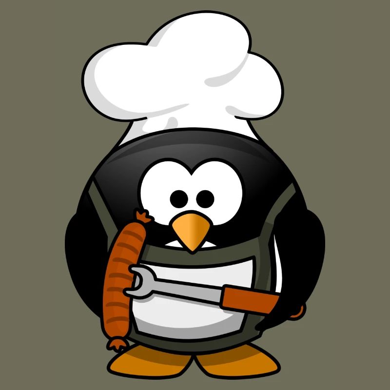 Kochpinguin mit Grillwurst
