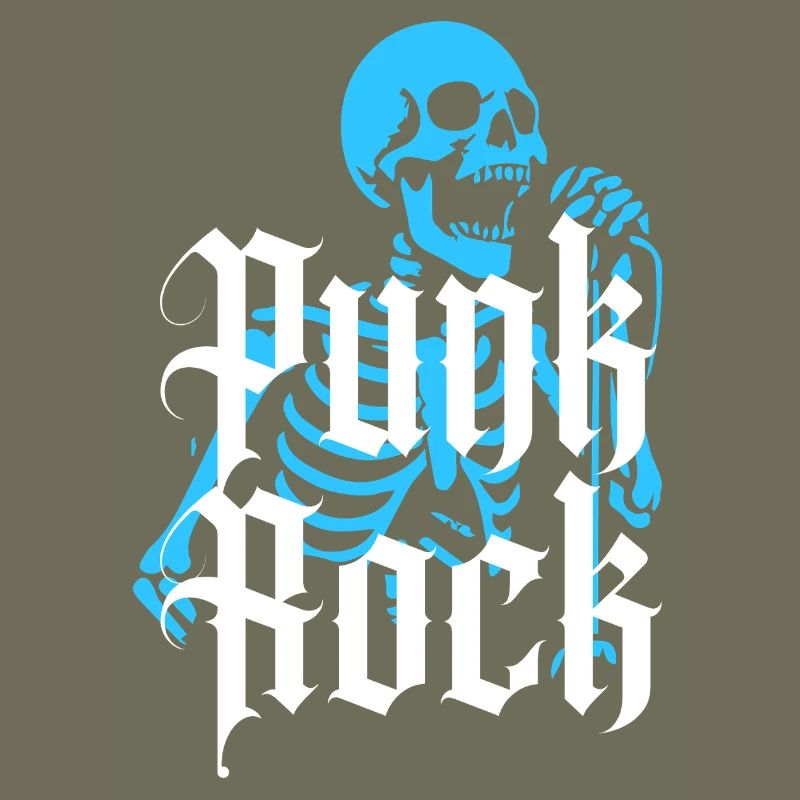 Vibrant Skeleton with Gothic Punk Rock Text