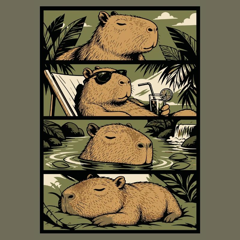 Tropical Capybara Chill Art