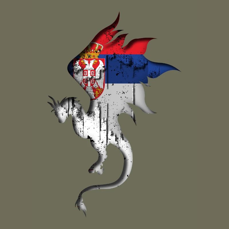 Drapeau de la Serbie - Serbe - Silhouette de dragon