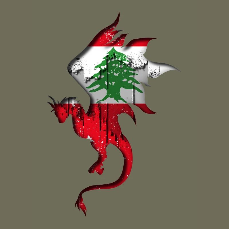 Drapeau du Liban - Liban - Silhouette de dragon