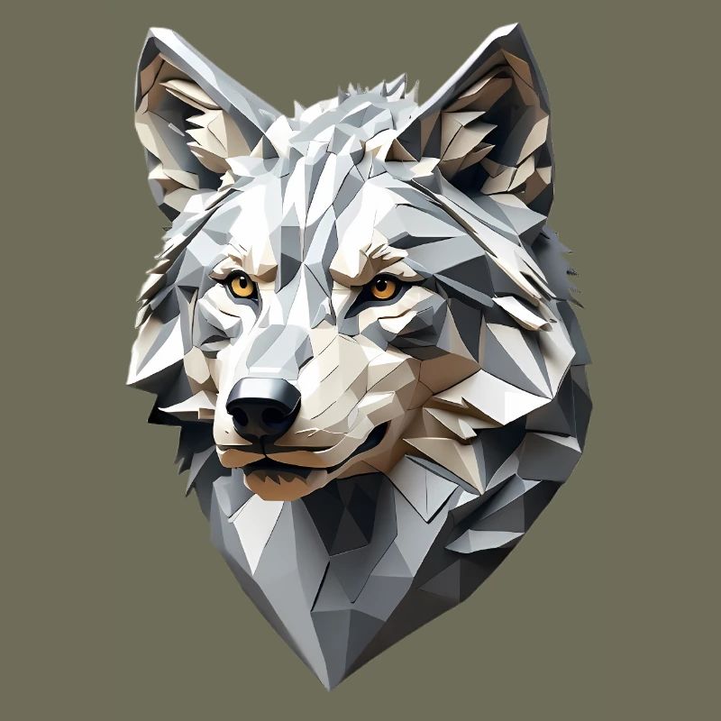 Wolfskopf LowPoly Geometrisch