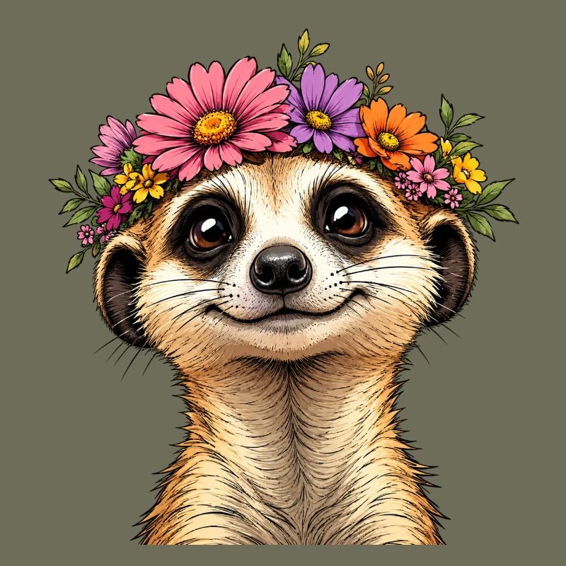 Erdmännchen mit Blumenschmuck 