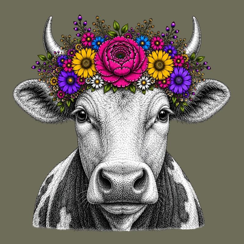 Kuh mit Blumenkrone
