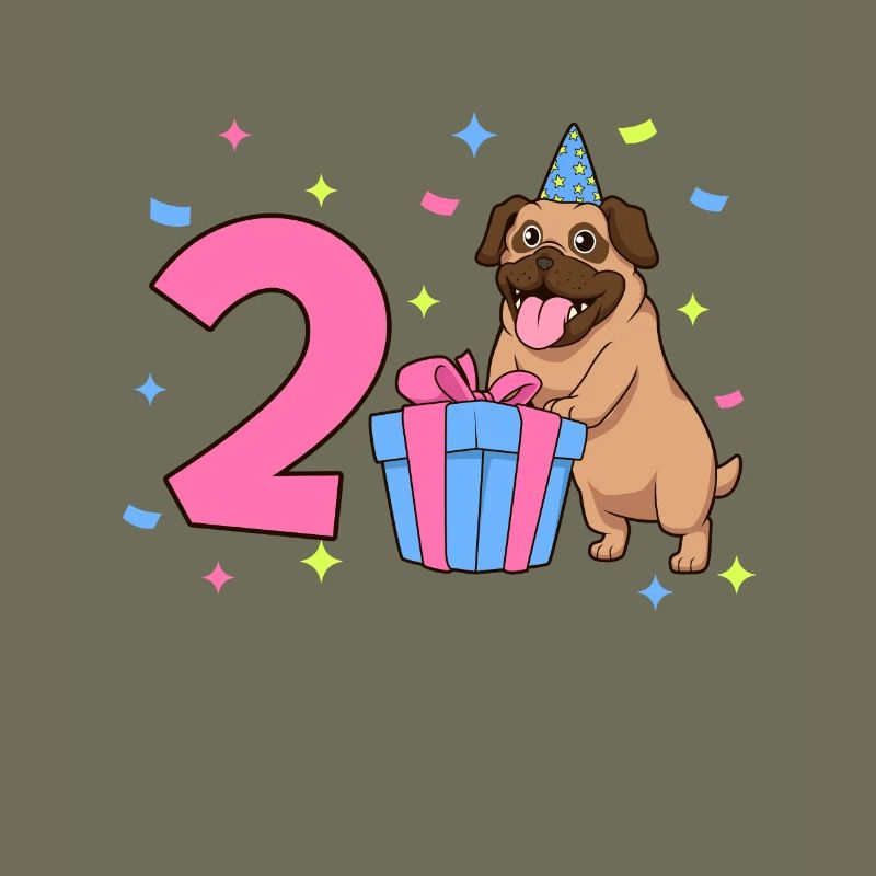 Mit Mops - Mädchen Geburtstag 2 Jahre