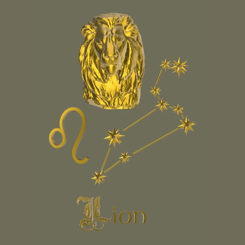 Sternzeichen Löwe 3D,  gold