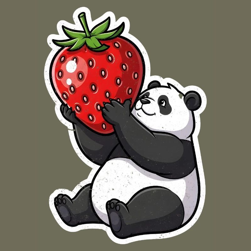 Panda Erdbeerfreund Sticker