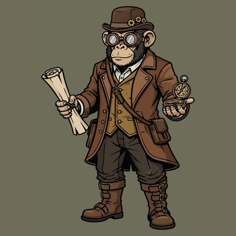 Singe Explorateur Steampunk Aventure Rétro