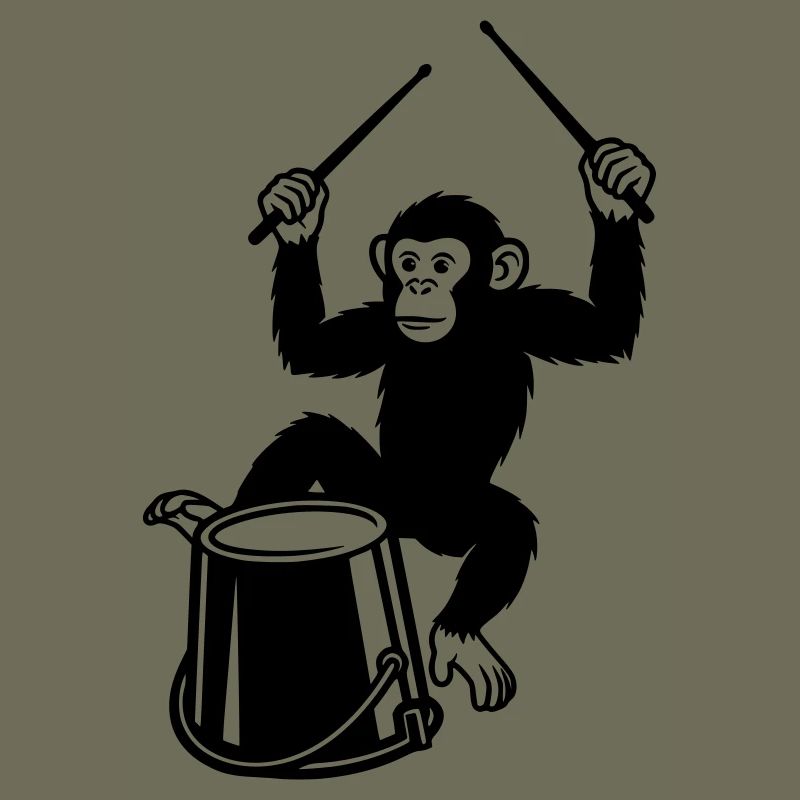 Trommel spielender Affe Cartoon Illustration