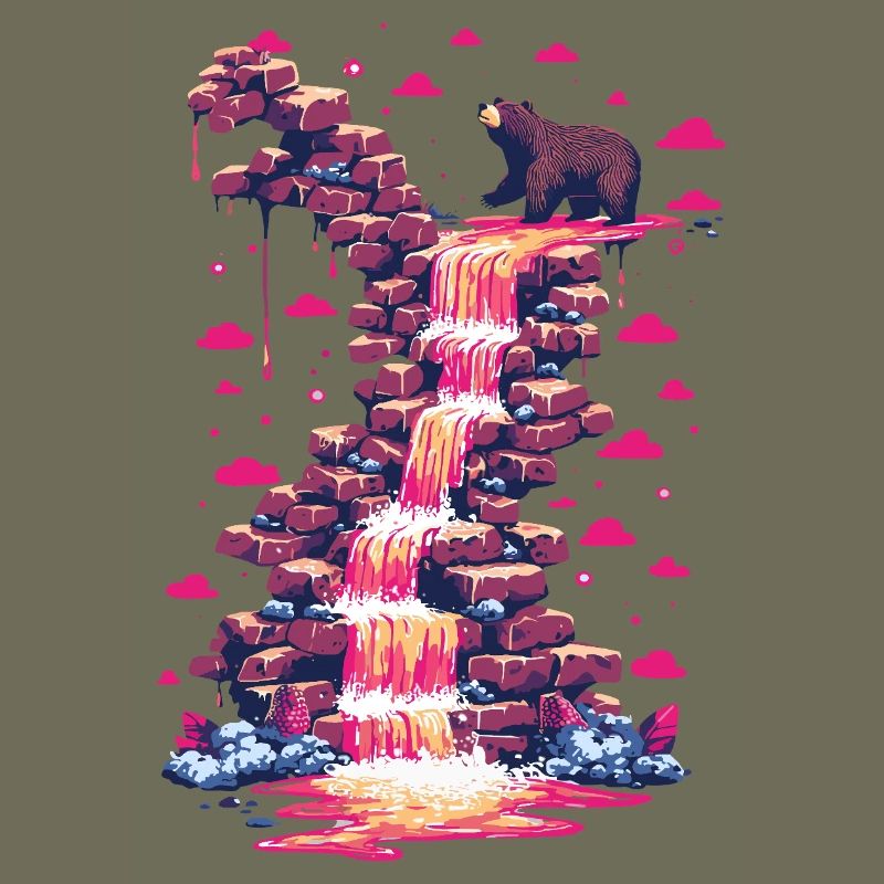 Cascade rose avec lumière d’ours