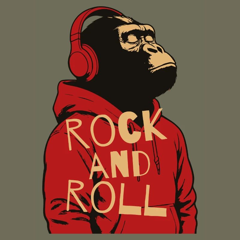 Sweat à capuche Gorilla Rock And Roll