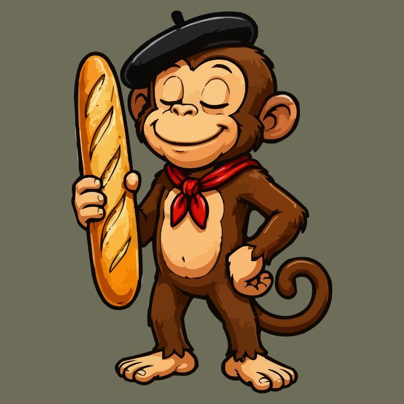 Baguette monkey with beret