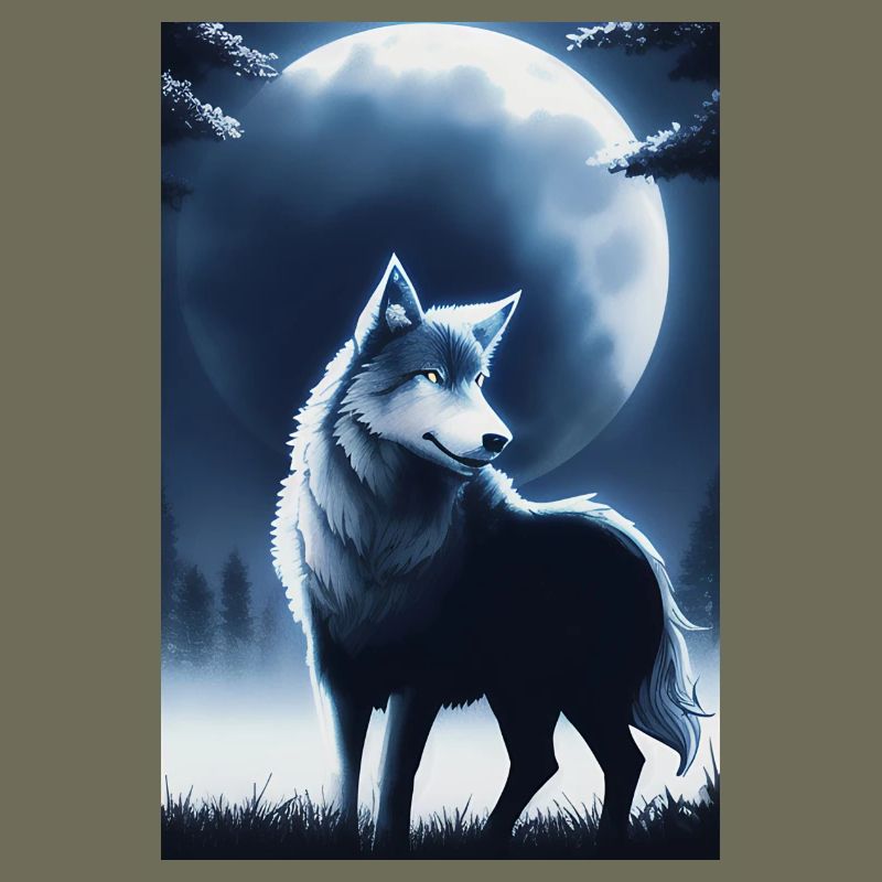 Wolf and Moon
