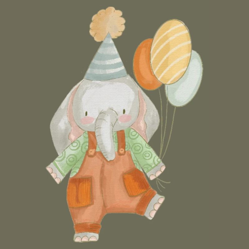 Geburtstagselefant mit Luftballons