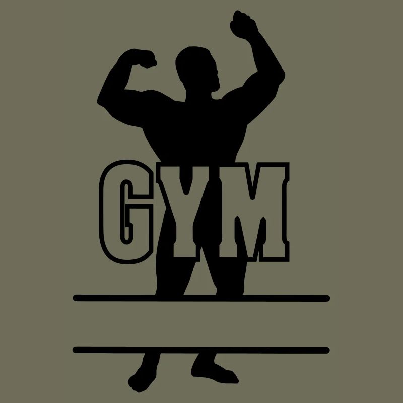 Bodybuilder transparent text 'GYM'