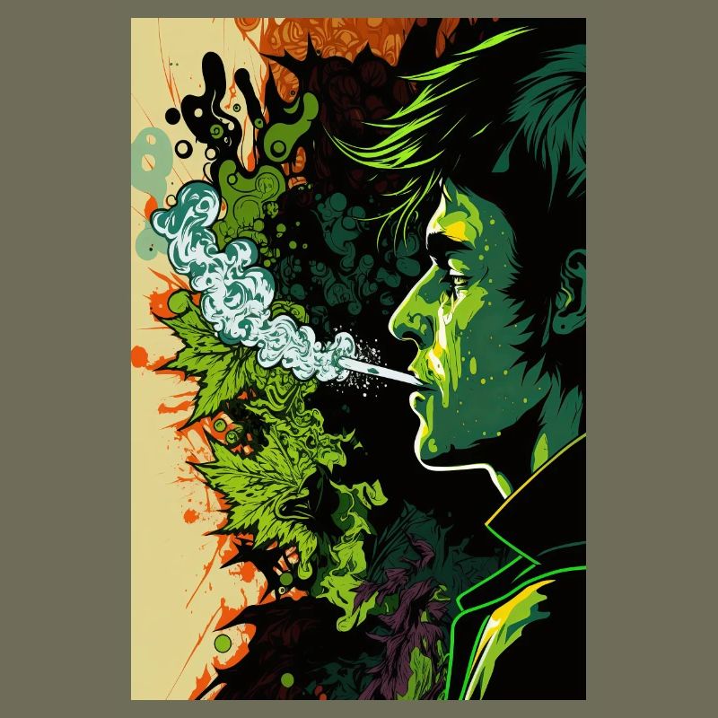 Visage psychédélique vert