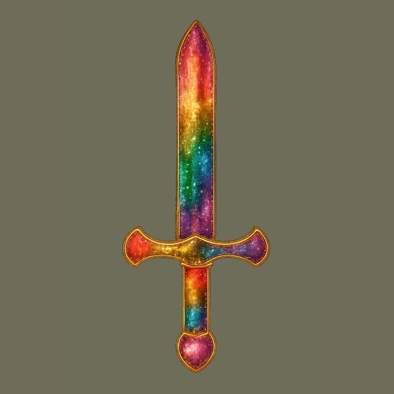 Épée arc-en-ciel avec bordure dorée