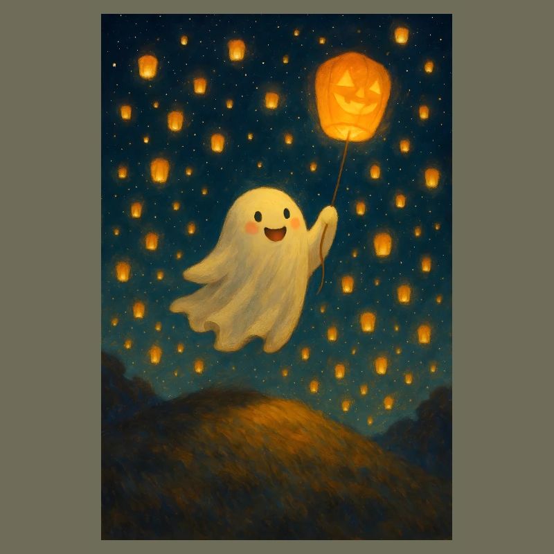 Ghost with jack-o'-lantern