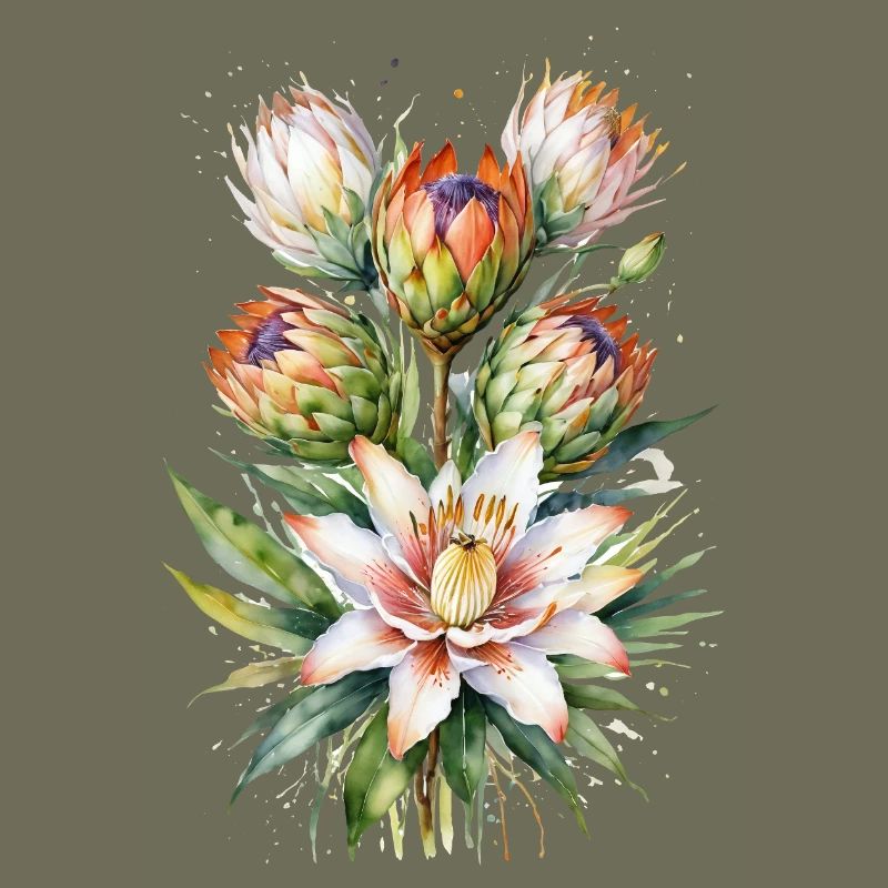 Protea Bloom Aquarelle