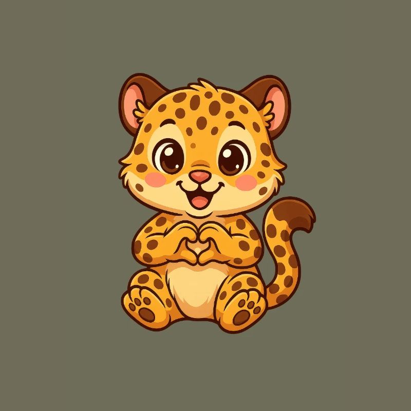 Süßer Leopard mit Herzhänden