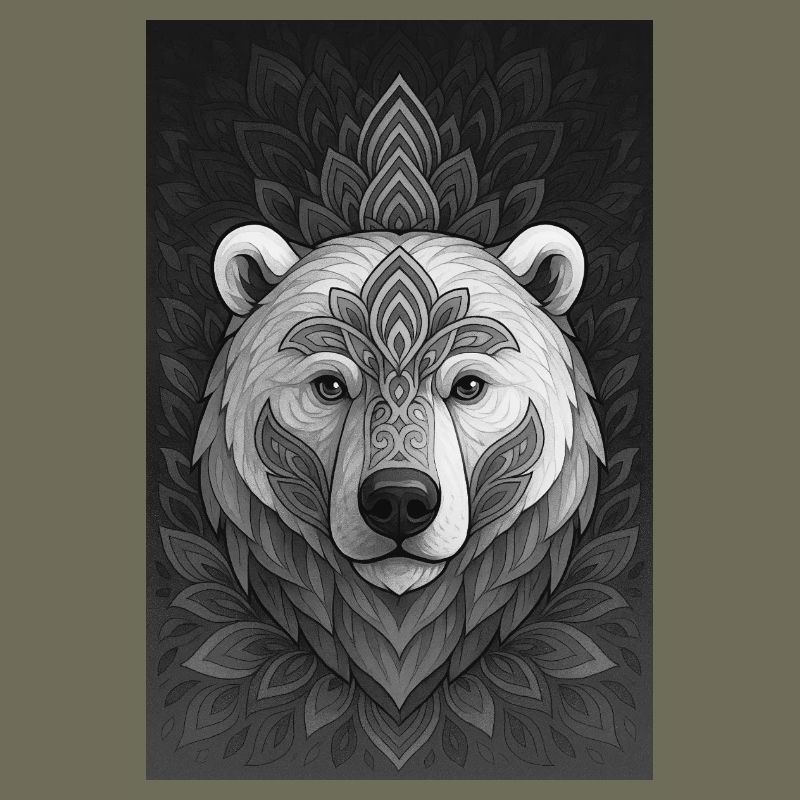 Geometric Bear Head Mandala