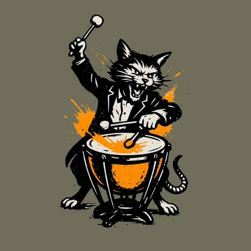 Katzenband Trommelheld im Comicstil