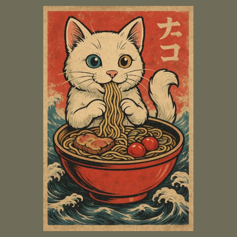 Cat Frames Ukiyo-E Retro
