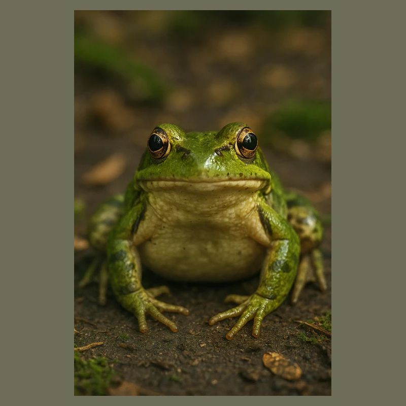 Green frog in focus