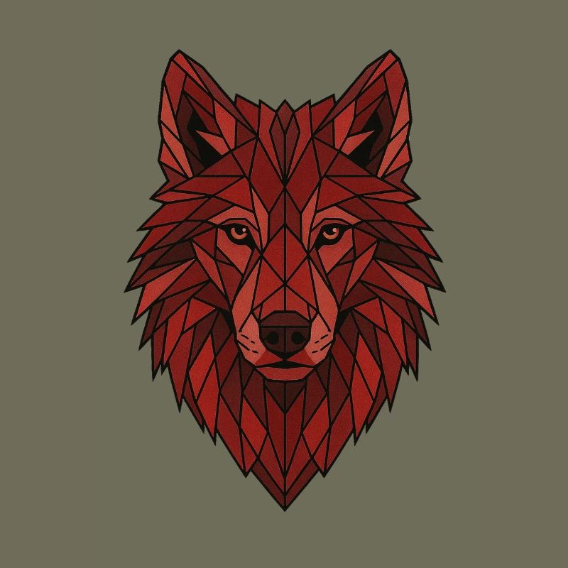 Red Geometric Wolf