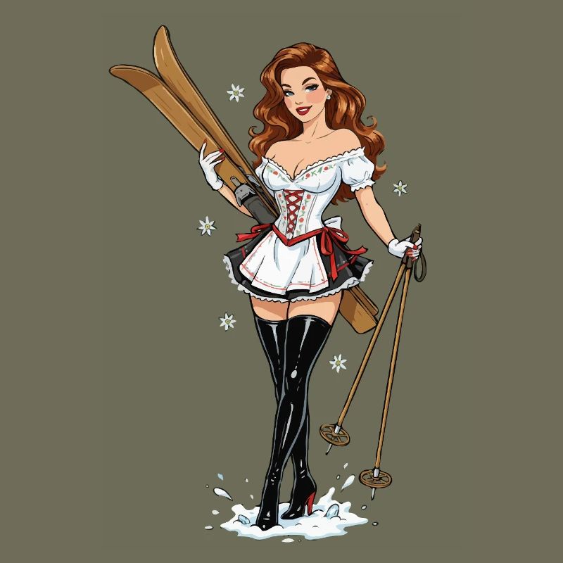 pin-up de ski en dirndl