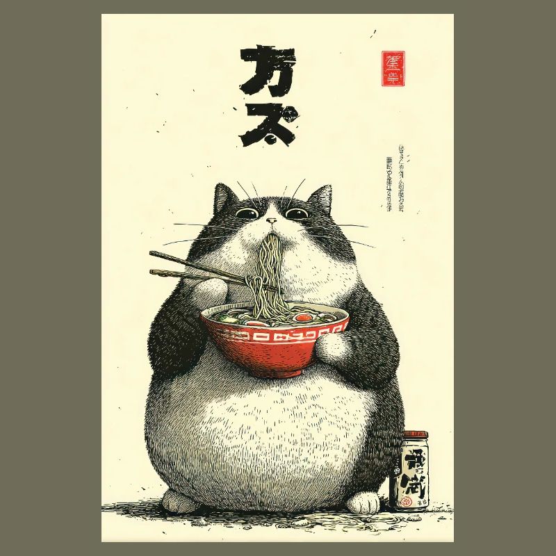 Chonky Cat Ramen Ukiyo-e