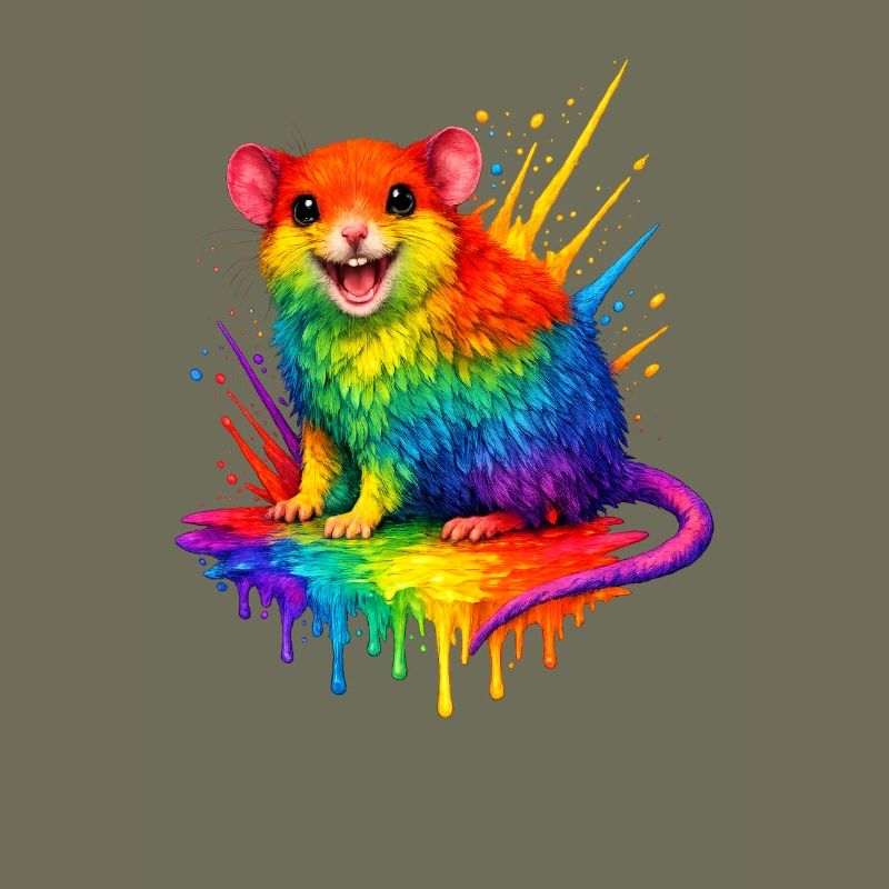 Regenbogen-Maus im Farbspritzer
