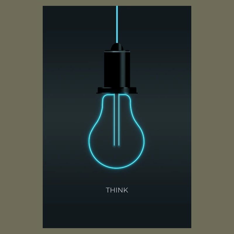 Think – Creative Neon Idea in Electric Blue