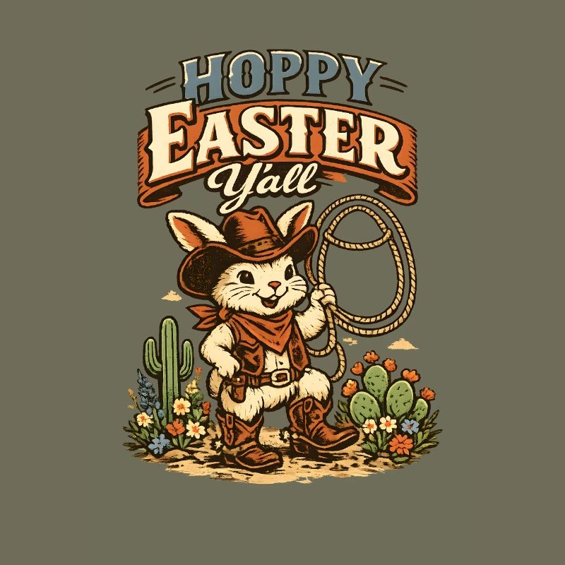 Happy Easter Easter Cowboy Lasso retro