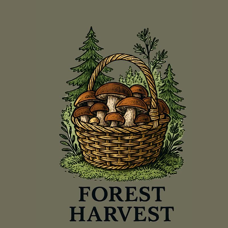 Waldpilzkorb Ernte im Wald
