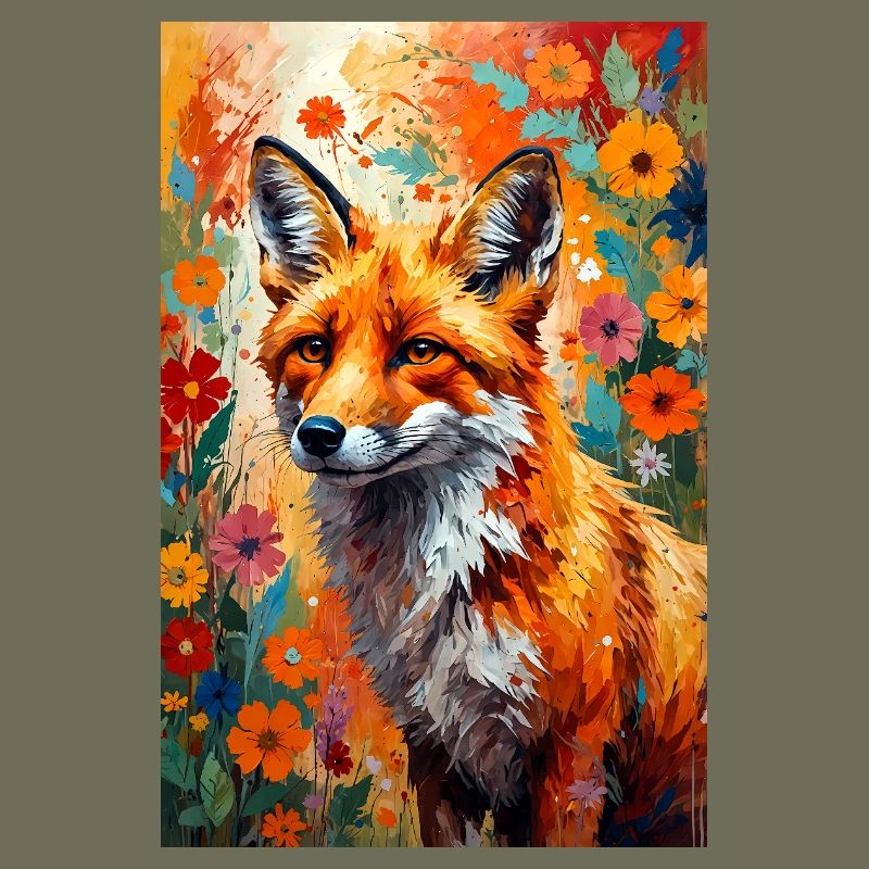 Fleurs de renard abstraites, cadeau pour amoureux des renards
