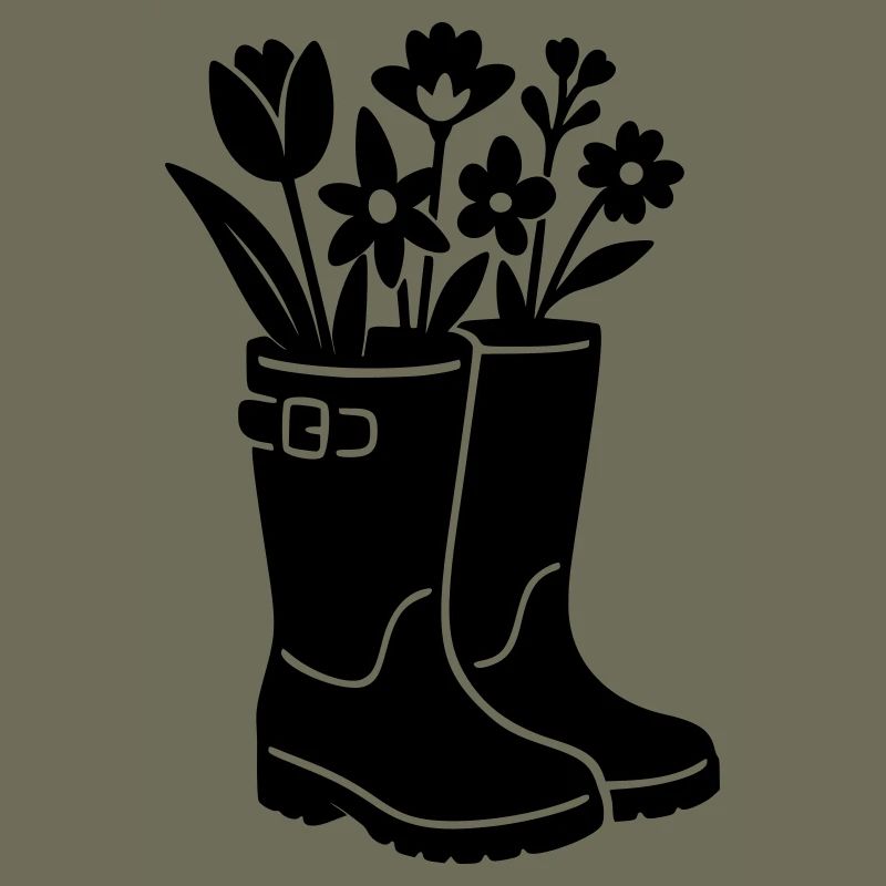 Frühlingsstiefel mit Blumen