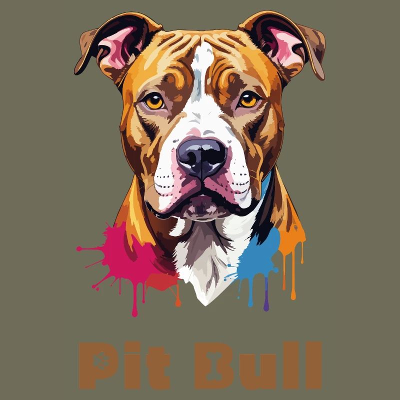 Portrait de pitbull avec éclaboussures de peinture