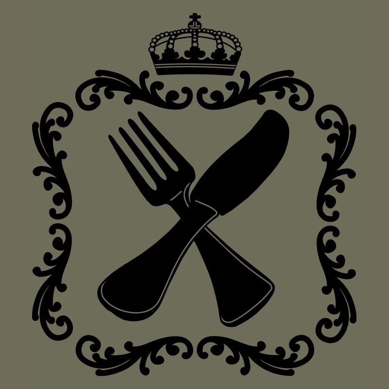 Cadre de couverts avec couronne pour logo de restaurant