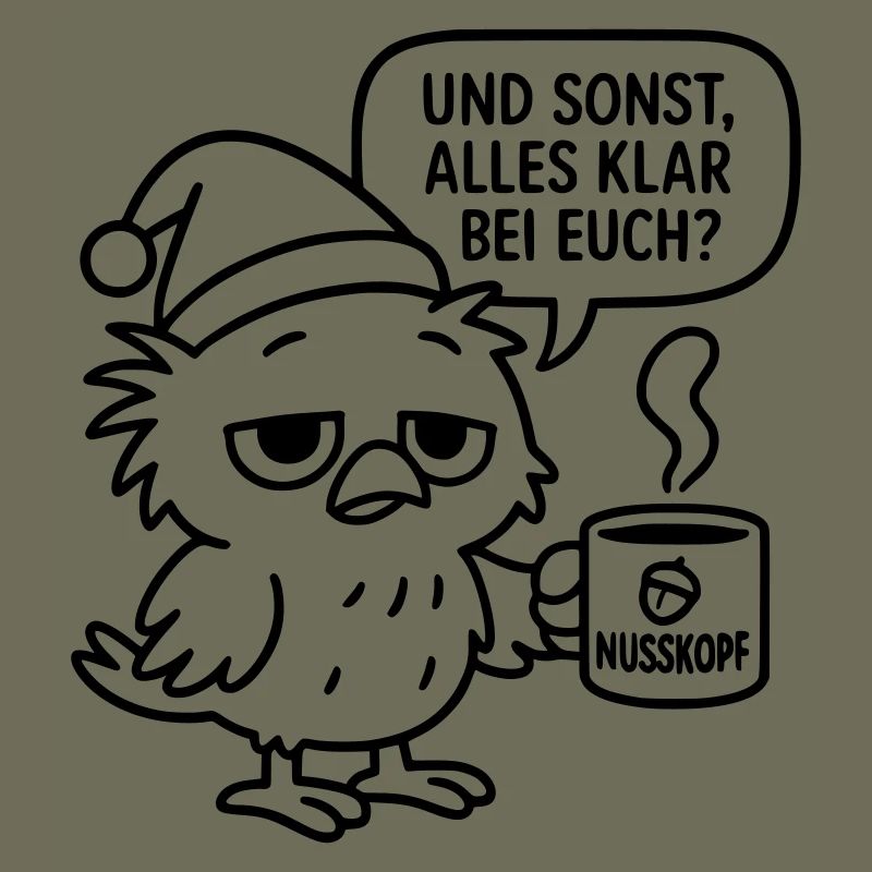 Morgenmuffel Vogel_mit_Kaffeetasse_und_Sprechblase