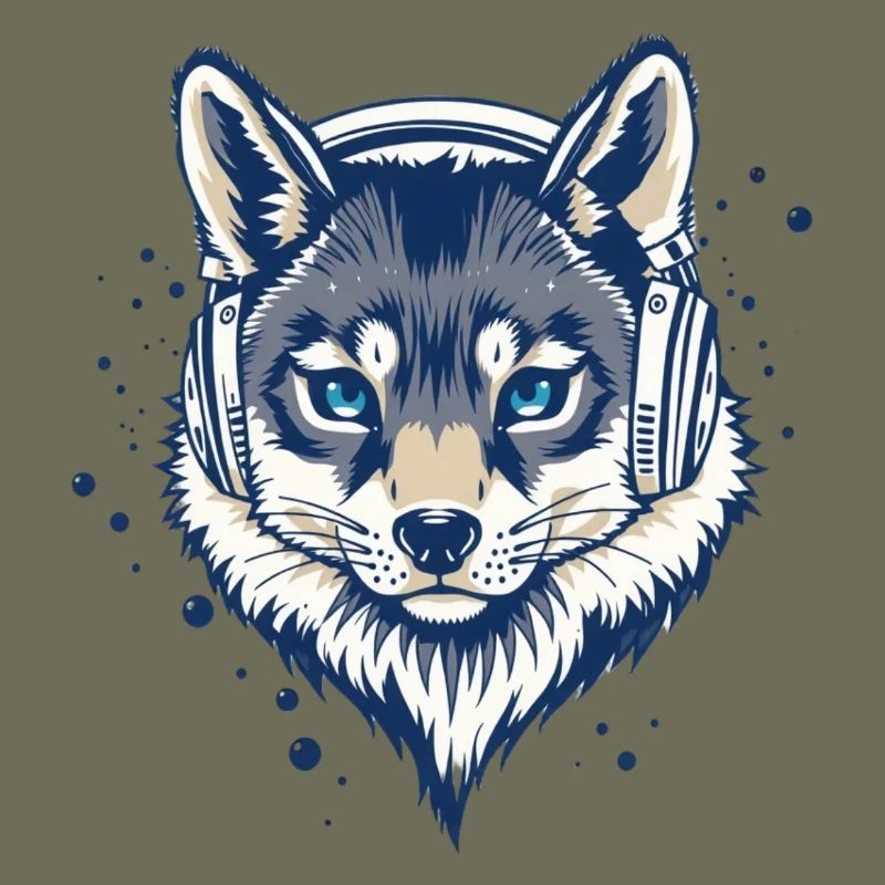 cooler Fuchs mit Kopfhörern