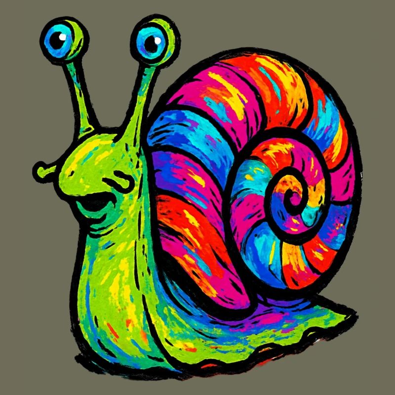 Escargot psychédélique multicolore arc-en-ciel