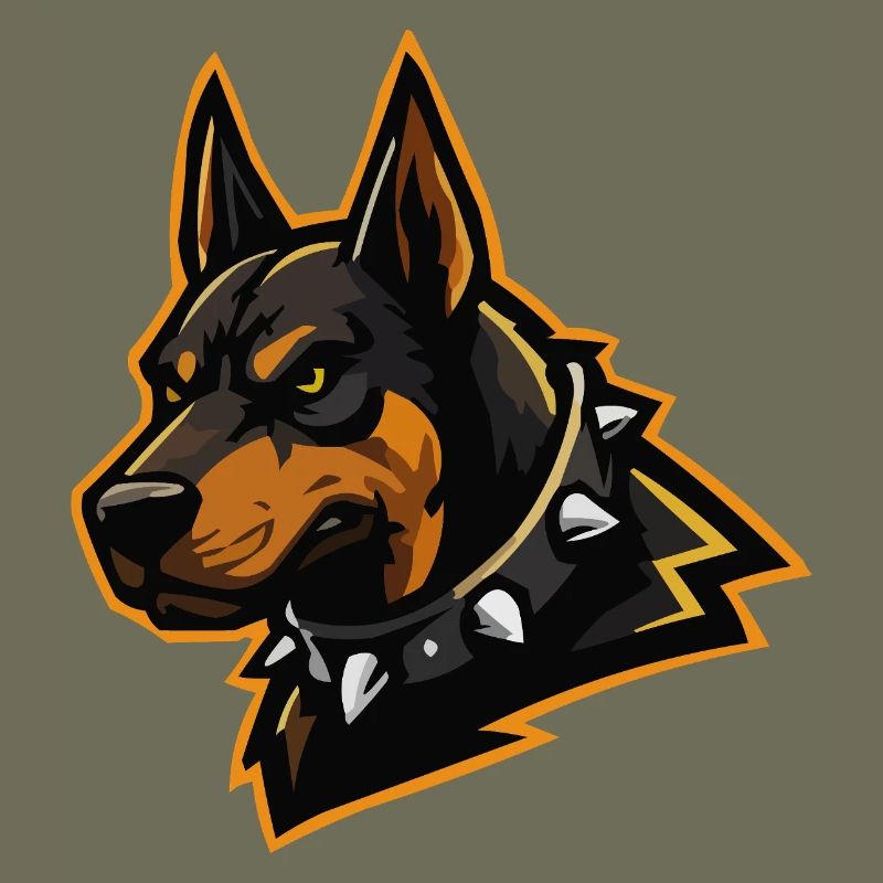 Doberman with spiked collar