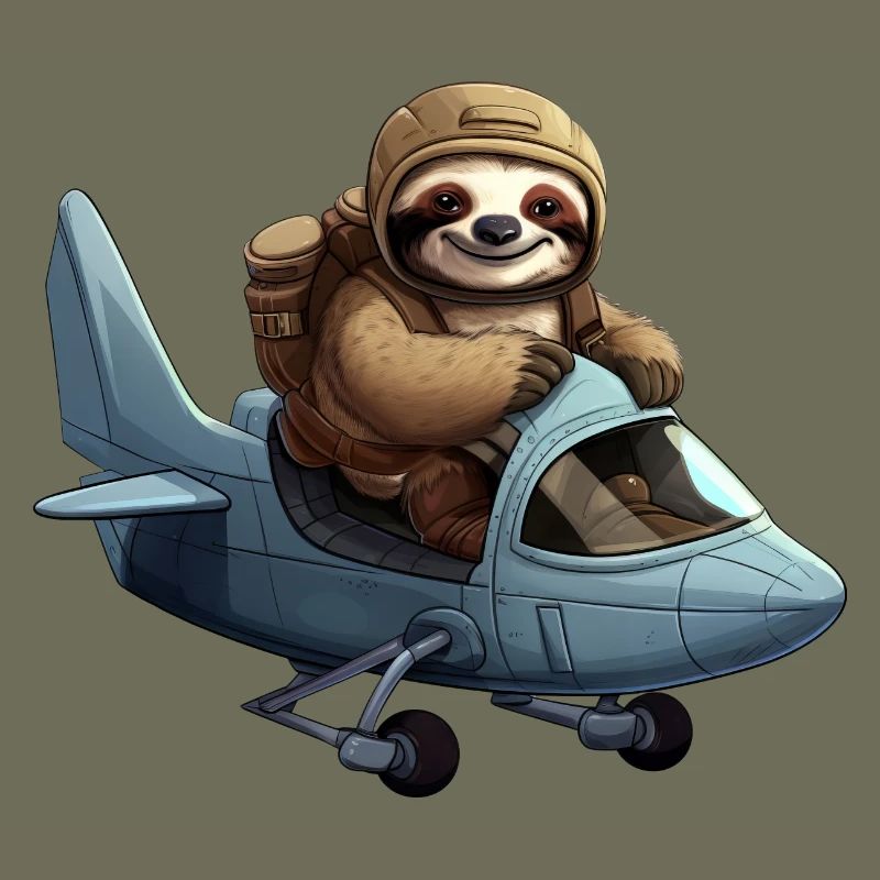 Cute Sloth Pilot Airplane Glider