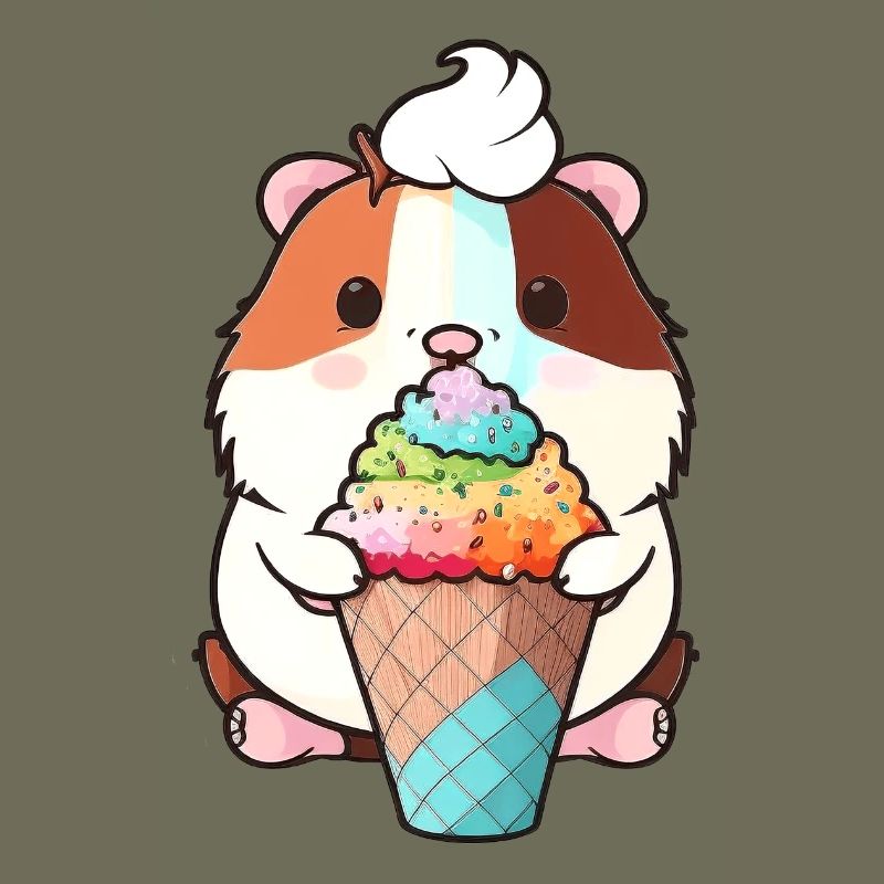 Kleiner Hamster mit buntem Eis